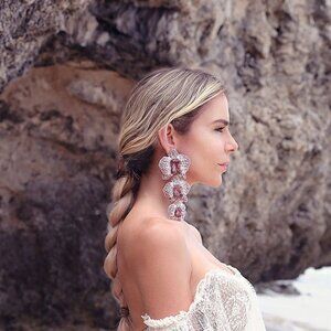 NWT $450 Deepa Gurnani Edyn Bead and Gold-Plated Tone Earrings Pink Size OS